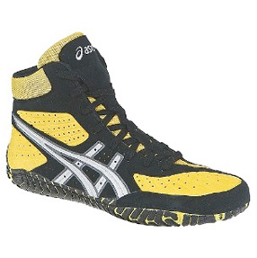 black and gold asics wrestling shoes