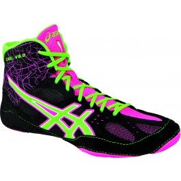 Asics Cael V6.0 Adult Wrestling Shoes black-green-pink