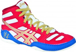 Red and gold asics wrestling shoes discount