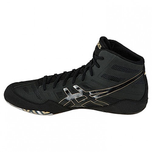 black and gold asics wrestling shoes