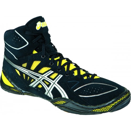Asics Dan Gable Ultimate 3 Black Silver Yellow Asics Wrestling Shoes Asics