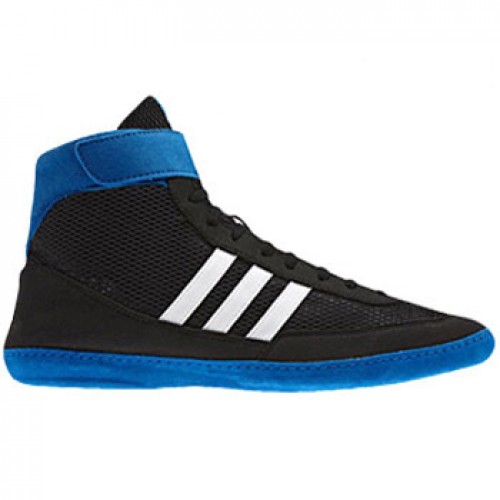 black and blue wrestling shoes